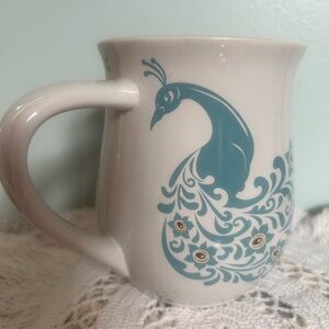 Square One Peacock Print Coffee/Tea Mug  16 oz